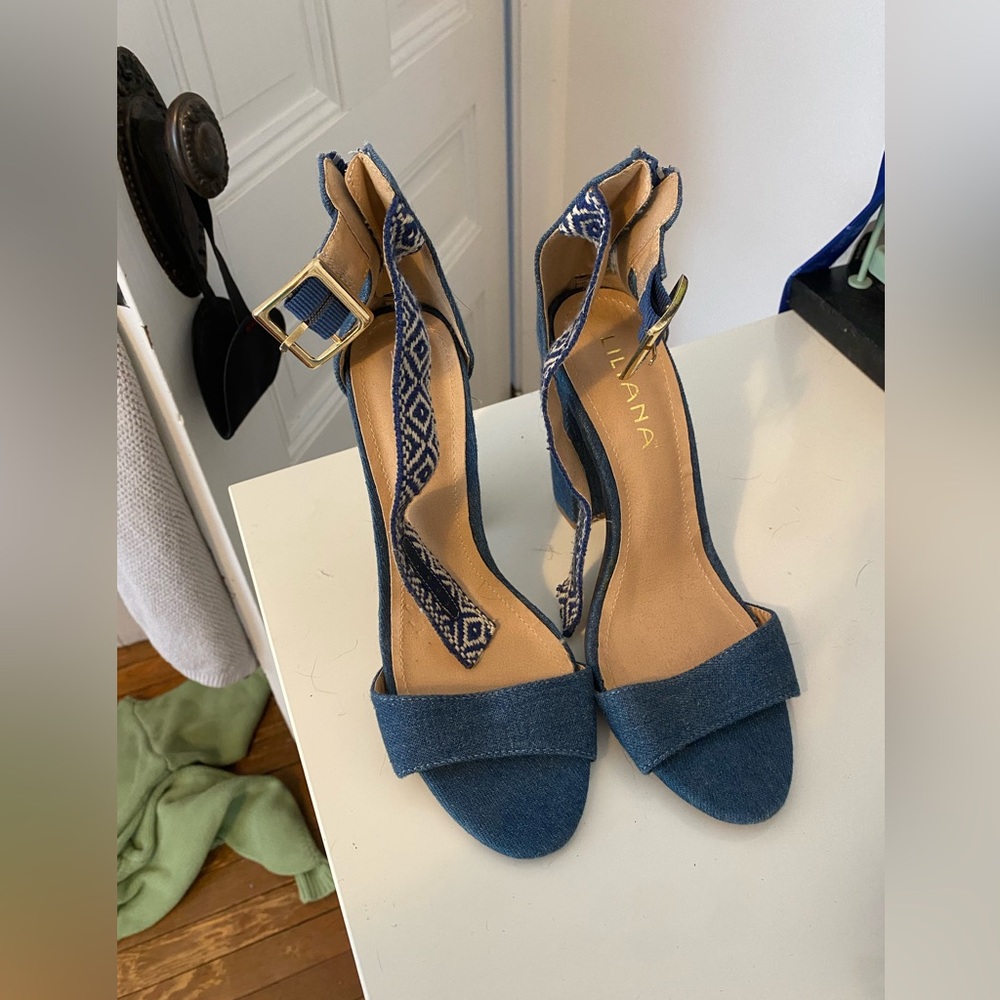 Liliana denim strappy heel